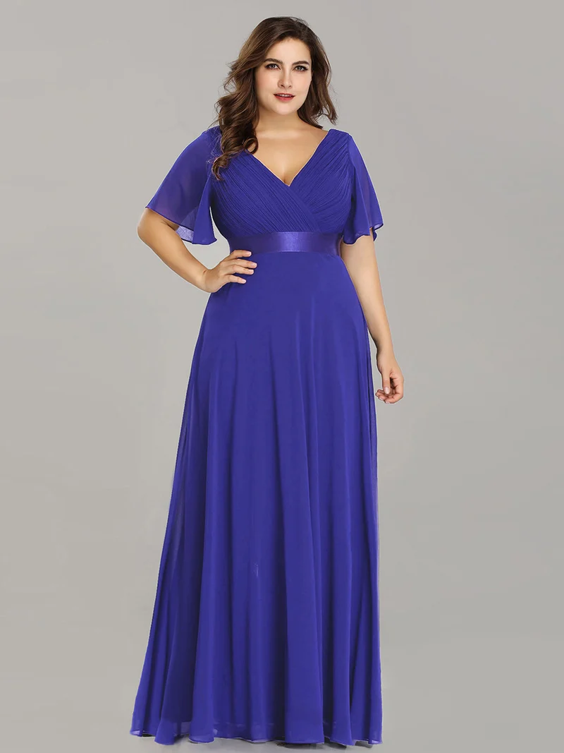 ever MONICA|Robe de soirée en mousseline fluide à manches volantées