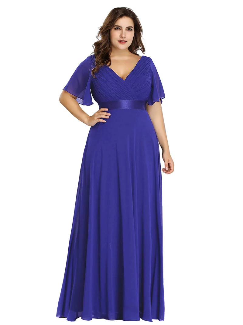 ever MONICA|Robe de soirée en mousseline fluide à manches volantées