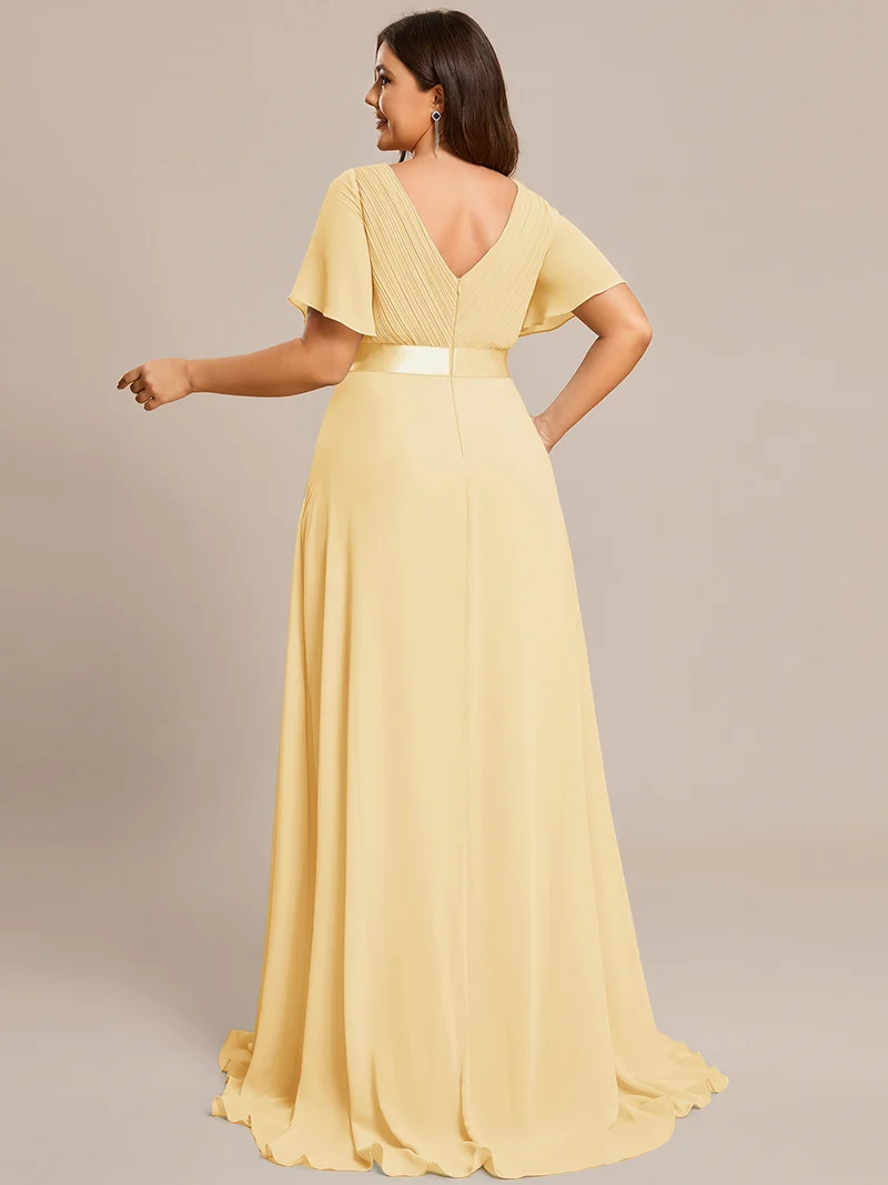 ever MONICA|Robe de soirée en mousseline fluide à manches volantées