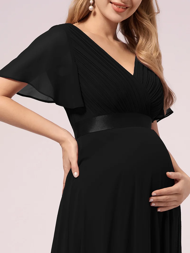 ever MONICA|Robe de soirée en mousseline fluide à manches volantées