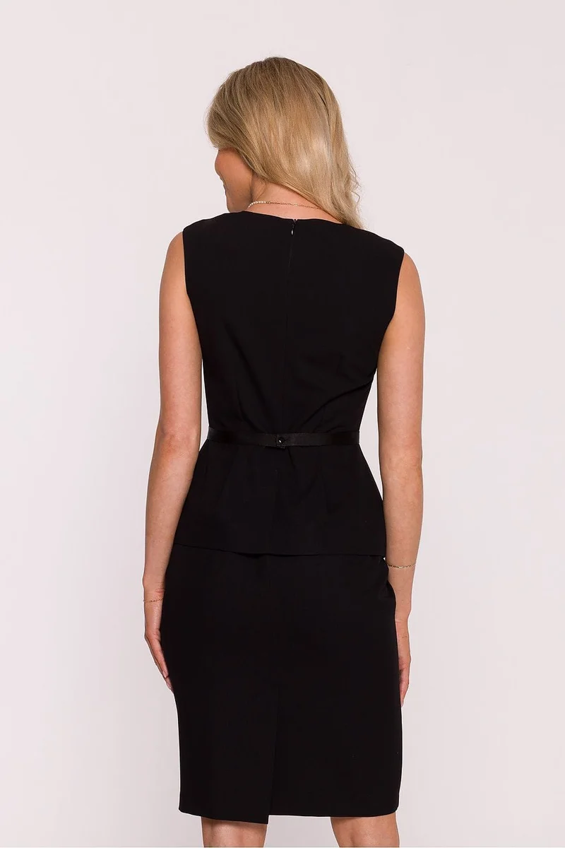 Robe crayon noire élégante à basque