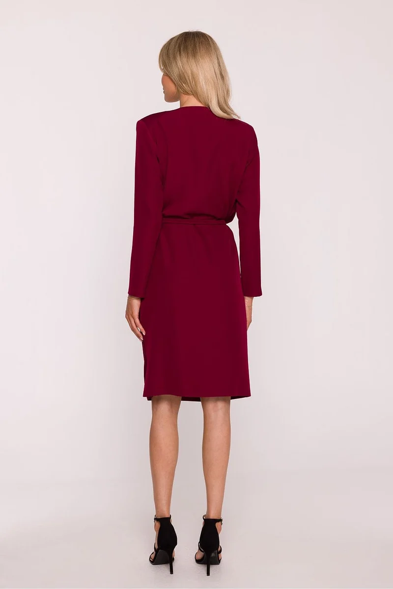 Robe de cocktail bordeaux manches longues