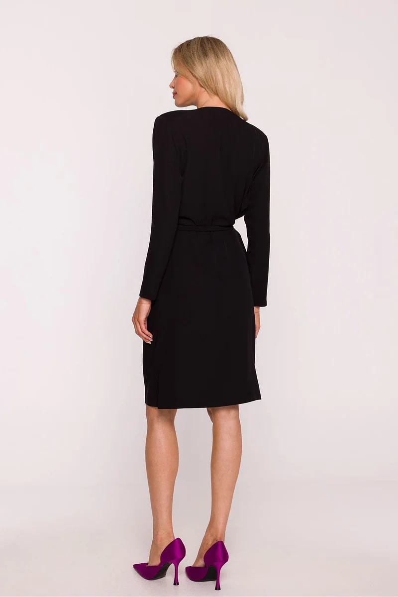 Robe de cocktail noire manches longues
