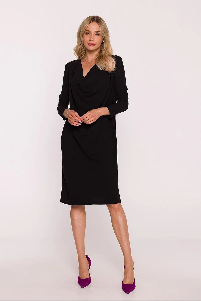 Robe de cocktail noire manches longues