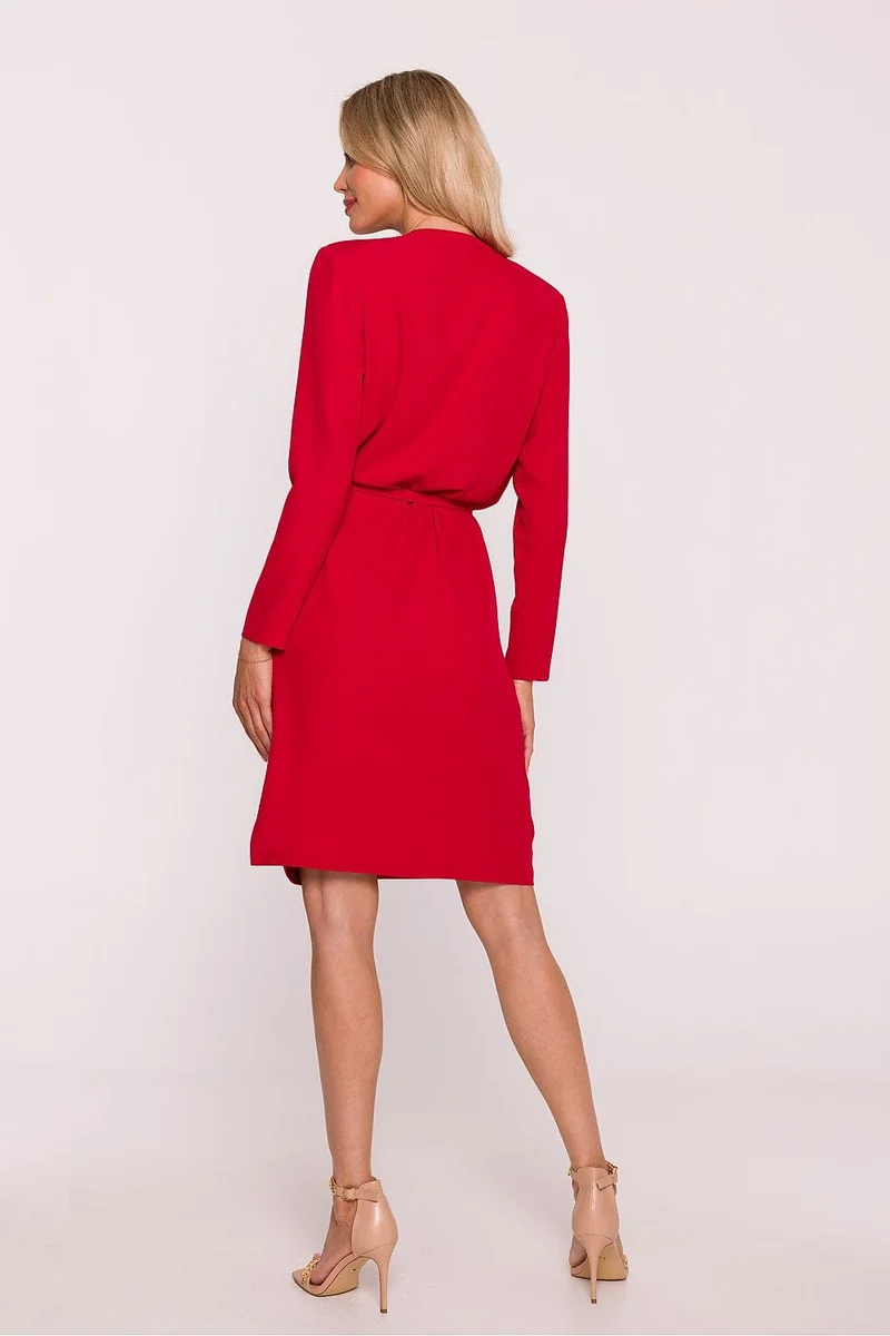 Robe de cocktail rouge manches longues