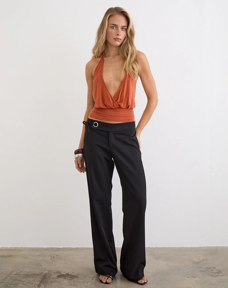 Pantalon de tailleur à cravate Tova, noir