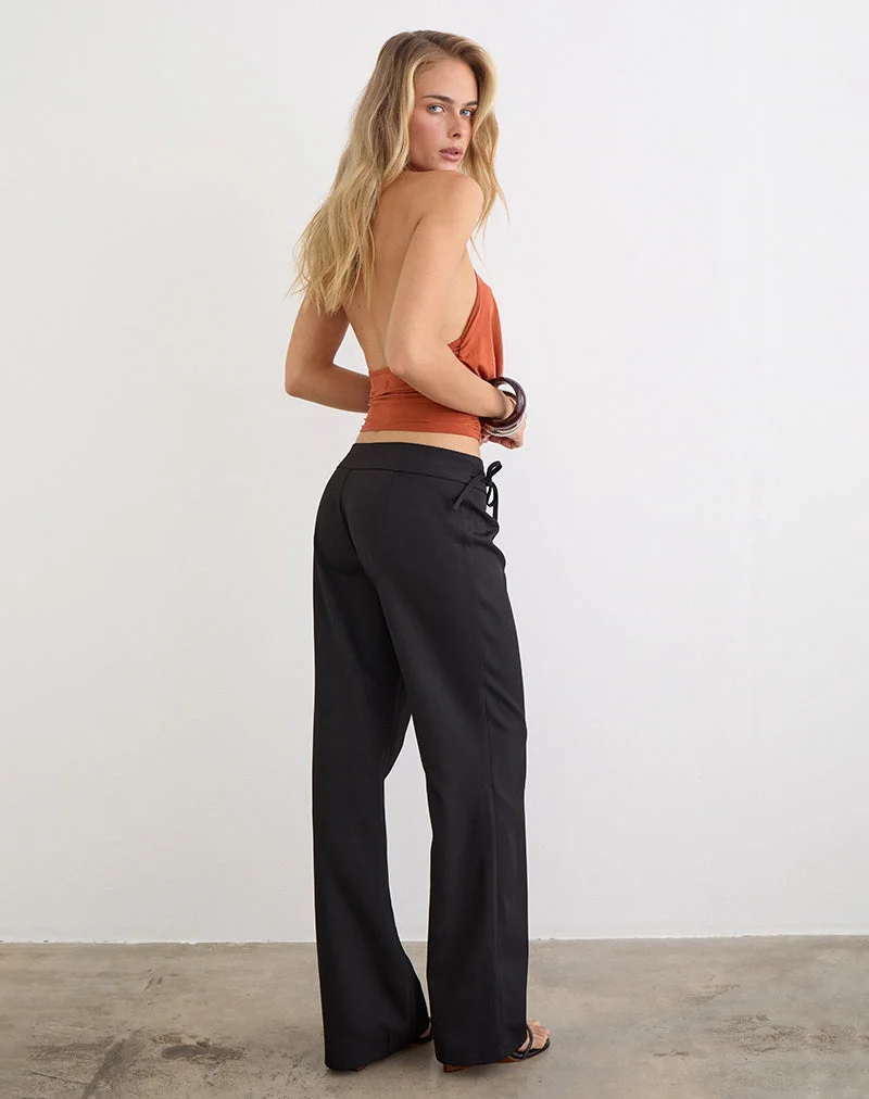 Pantalon de tailleur à cravate Tova, noir