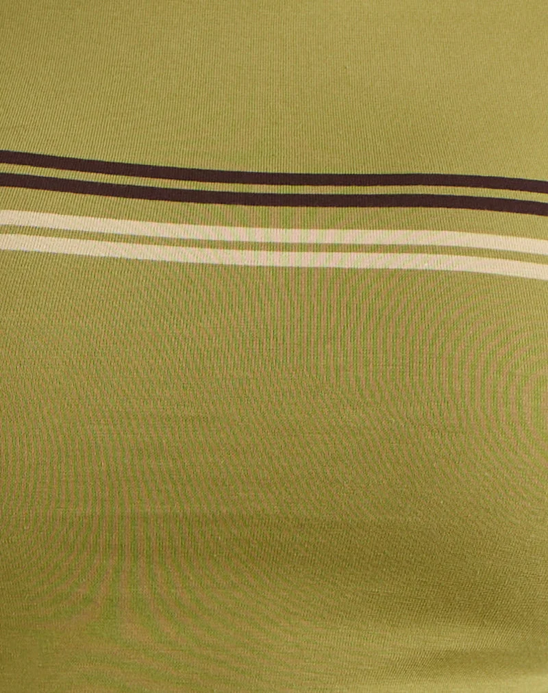 Amabon Long Sleeve Top in Cress Green Stripe