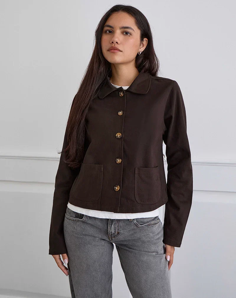 Veste Calva Boxy en brun chocolat