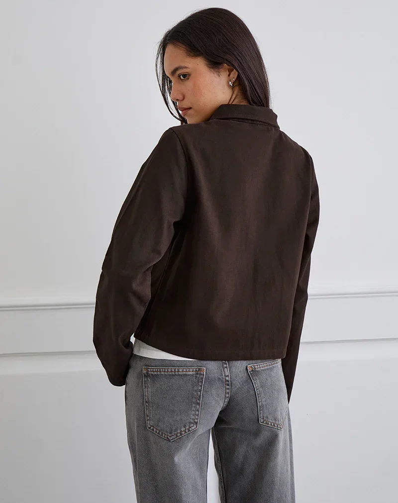 Veste Calva Boxy en brun chocolat