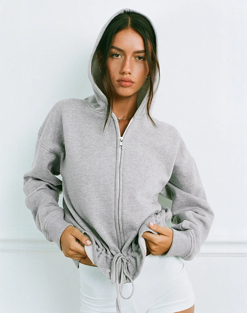 Kit Cinched Waist Hoodie en gris chiné