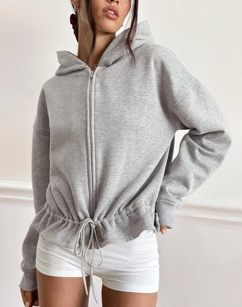 Kit Cinched Waist Hoodie en gris chiné