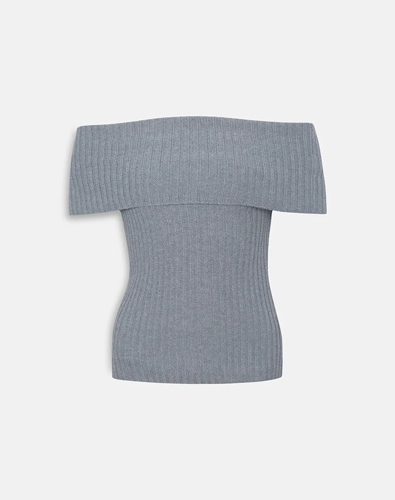 Fahari Foldover Top in Rib Knit Grey