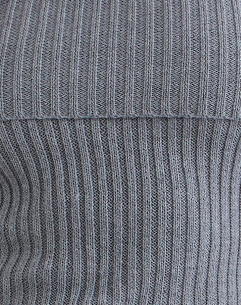 Fahari Foldover Top in Rib Knit Grey