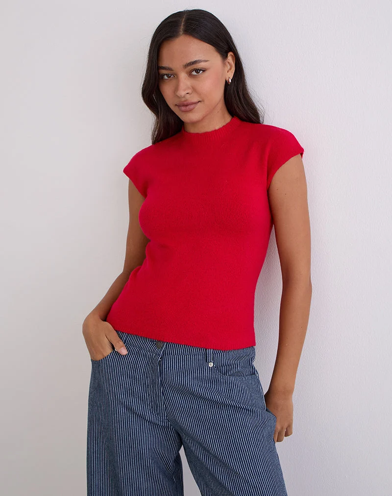 Top Hanuva en tricot rouge