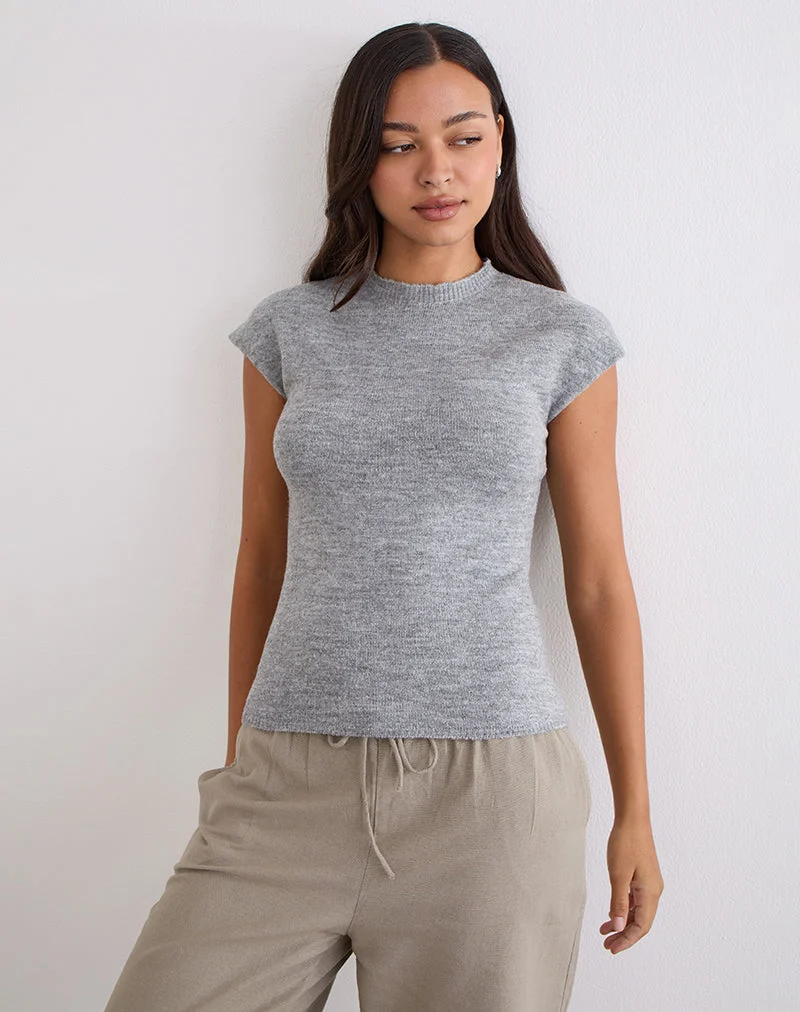 Top Hanuva en tricot gris