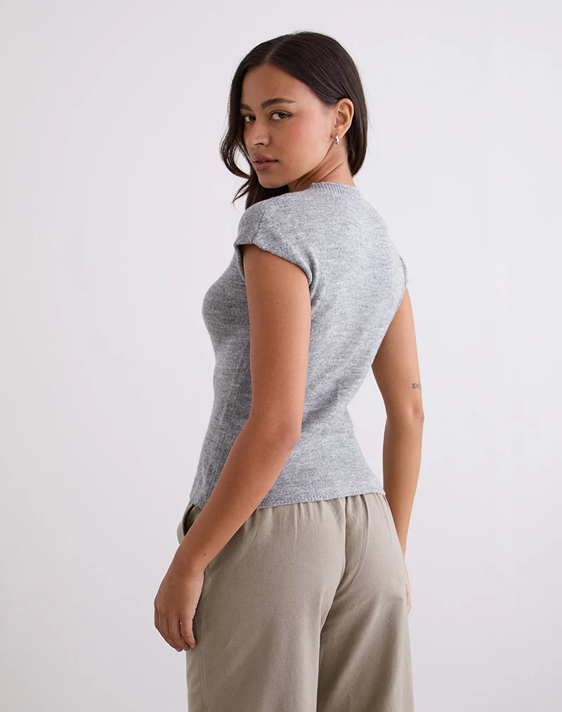 Top Hanuva en tricot gris