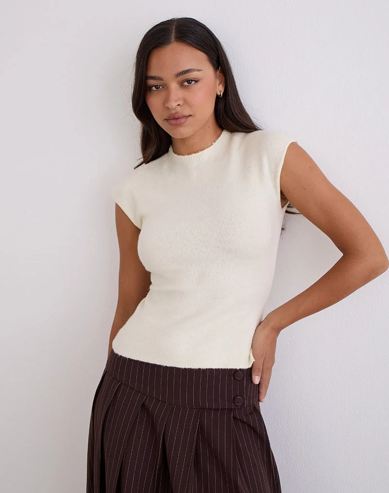 Top Hanuva en tricot crème