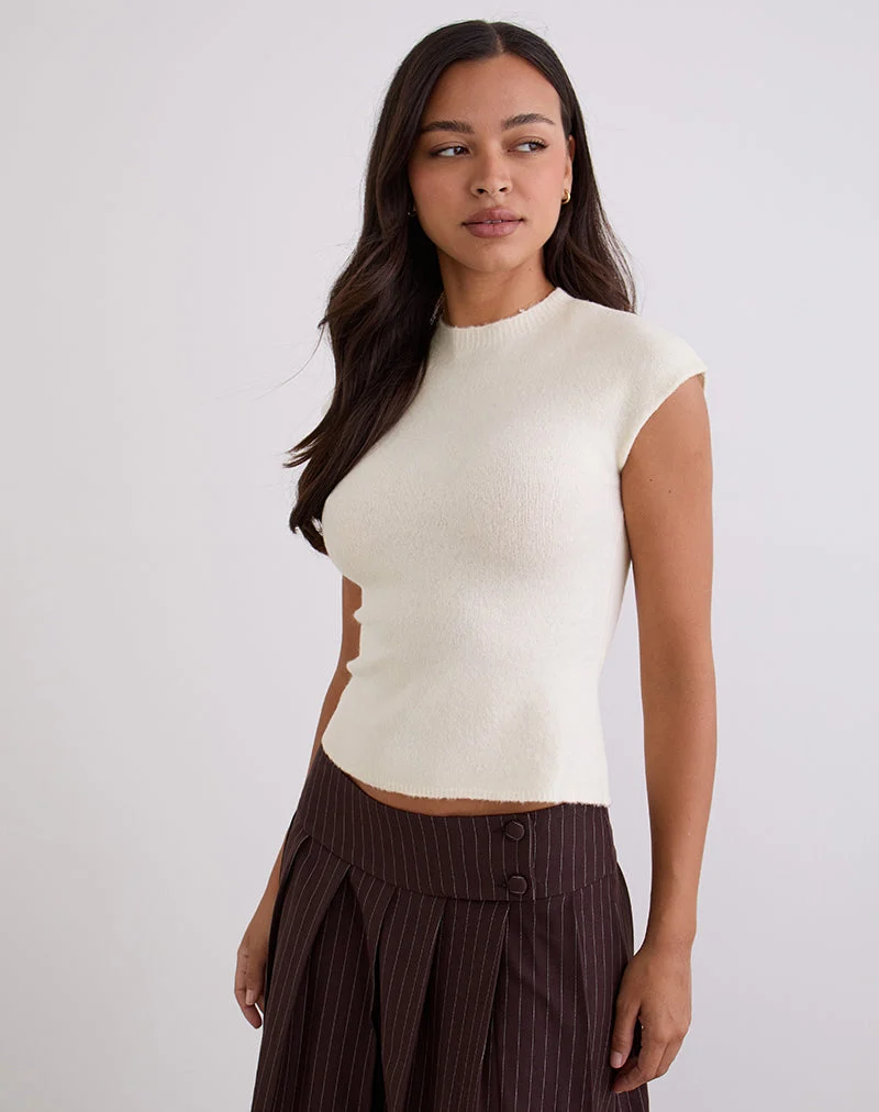 Top Hanuva en tricot crème