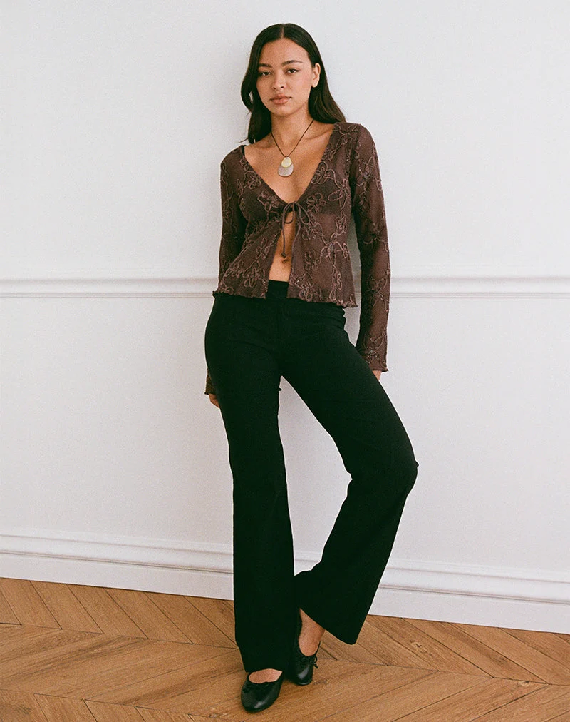 Cardigan Sukita en maille pailletée marron foncé