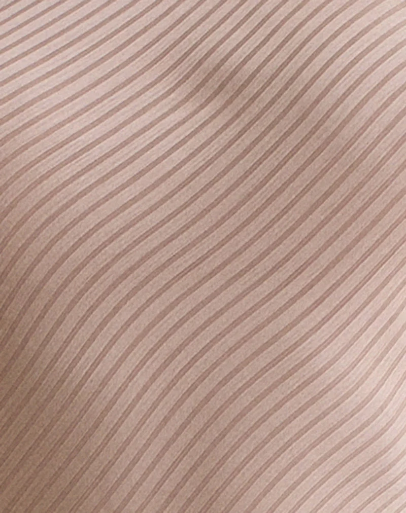 Belara Maxi Dress in Satin Stripe Taupe (Robe longue en satin rayé)