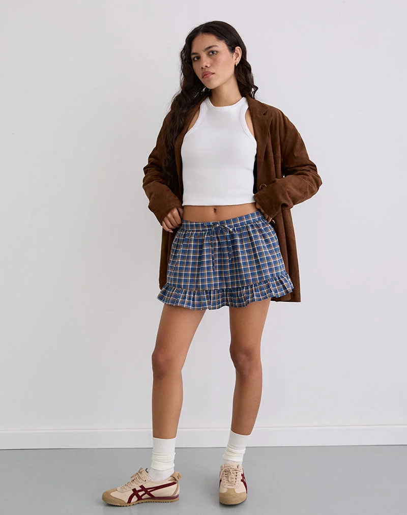 Minijupe Yasumi, bleu écossais moyen