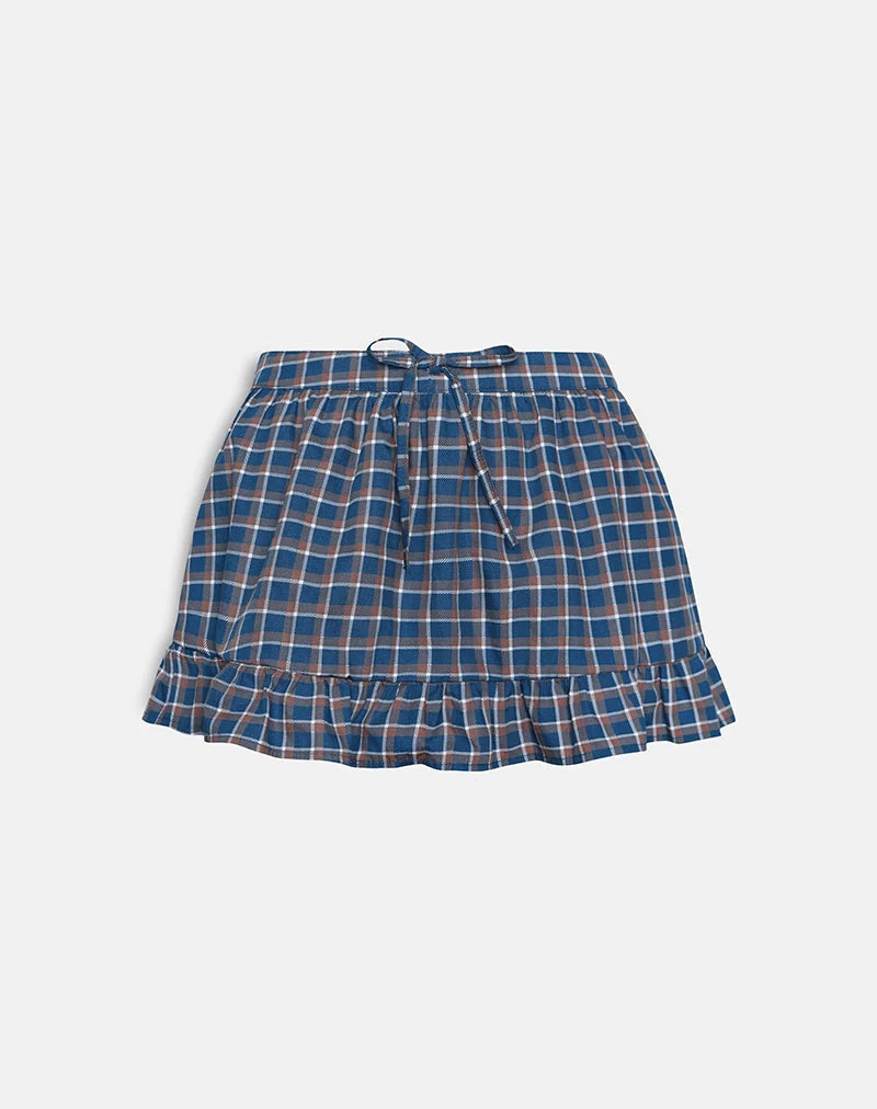 Minijupe Yasumi, bleu écossais moyen
