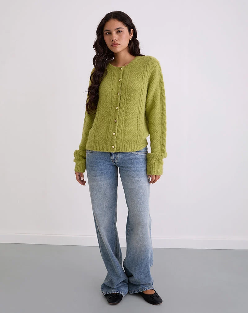 Cardigan Aceso en chartreuse lumineuse