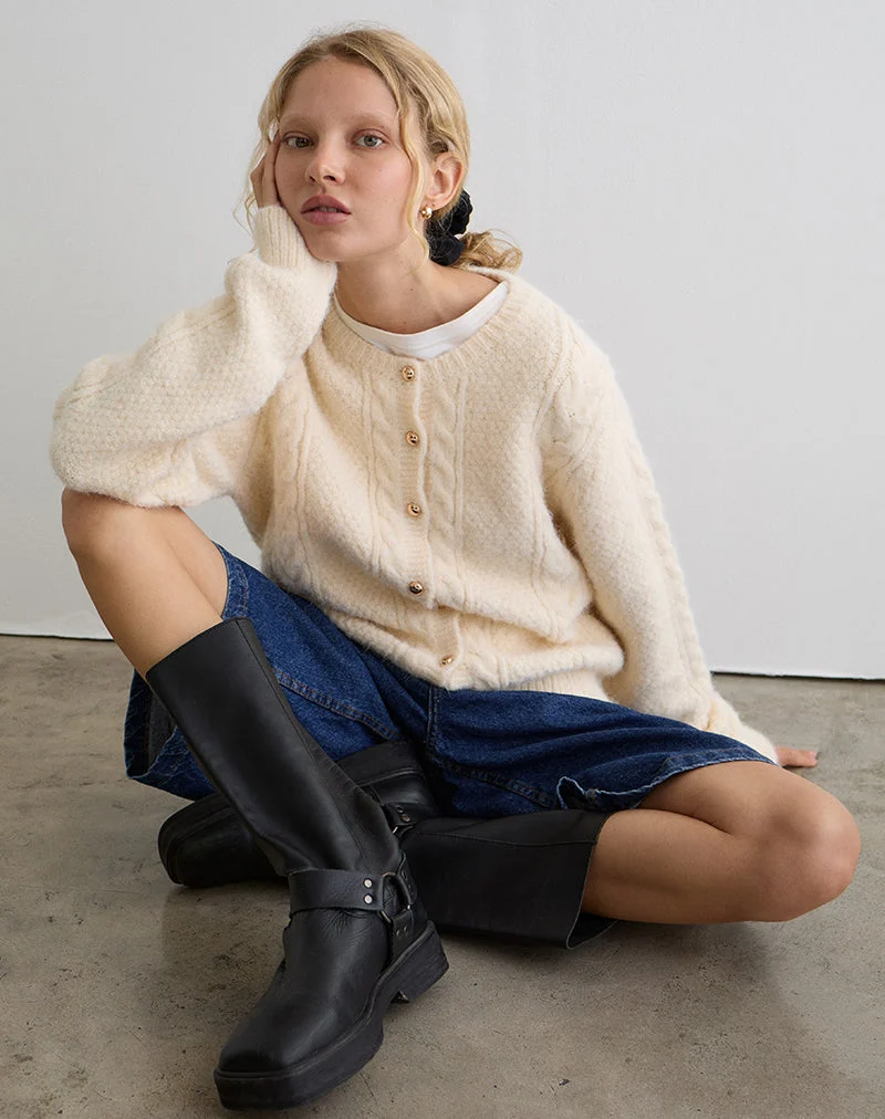 Cardigan Aceso en maille brossée ivoire