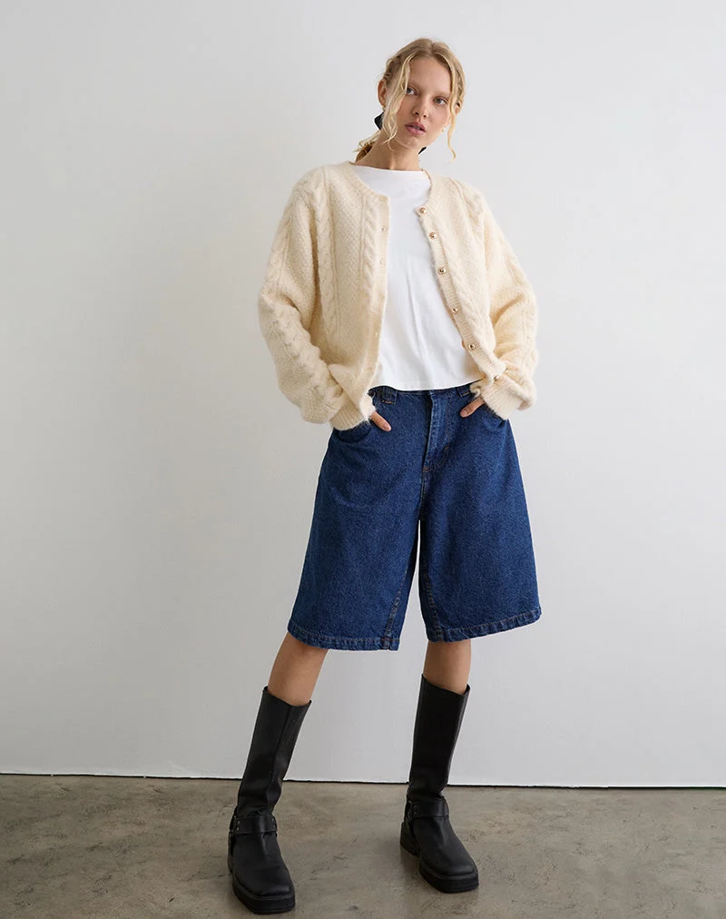 Cardigan Aceso en maille brossée ivoire