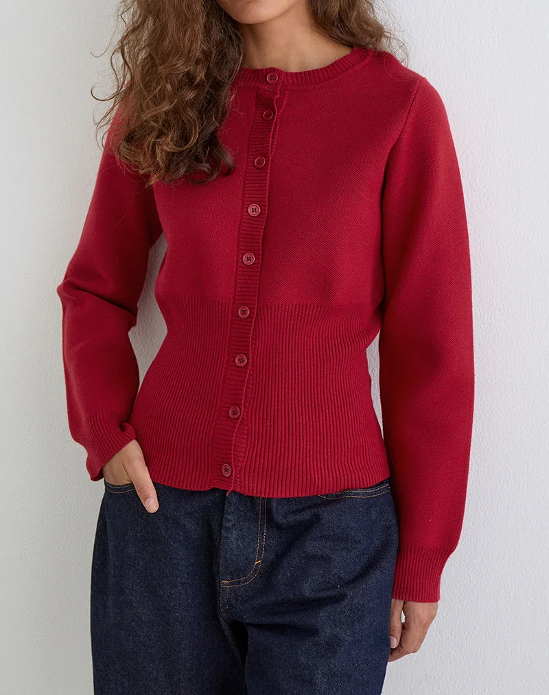 Cardigan à manches longues Subra en rouge
