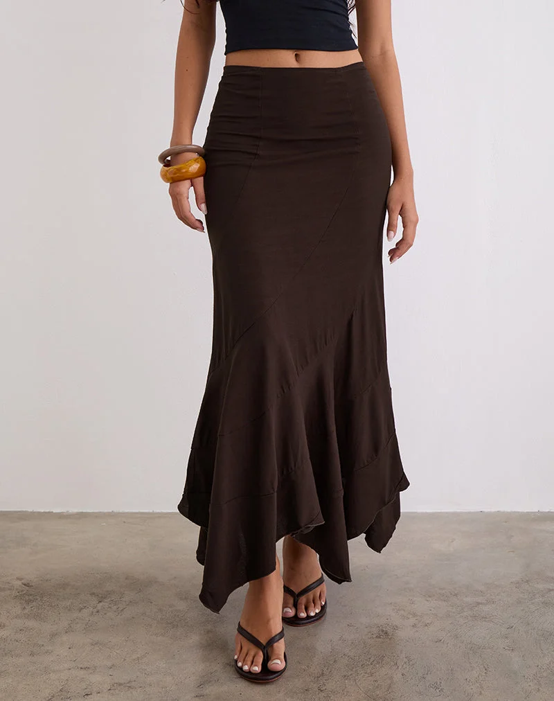 Jupe longue Rombe, chocolat amer