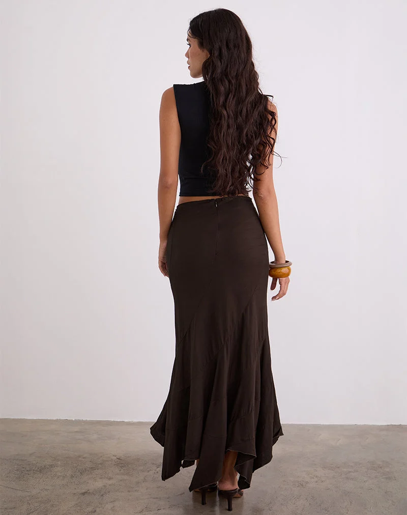 Jupe longue Rombe, chocolat amer