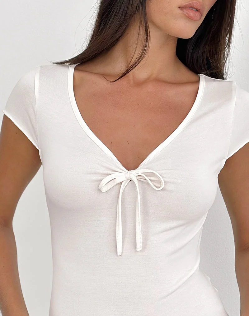 Saiba Cap Sleeve Top in Cupro Cream