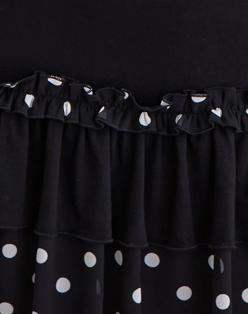 Navya Wrap Mini Dress in Polka Black and White