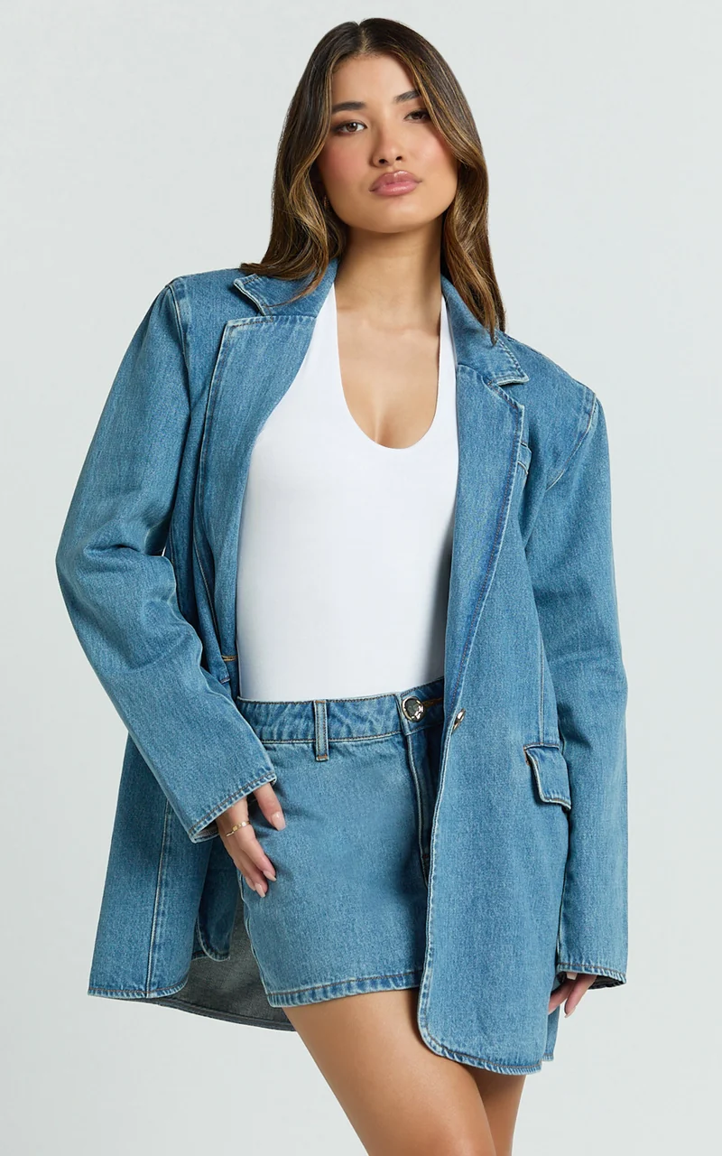 Fabia Skort - Denim Mid Rise Skort in Light Blue Wash