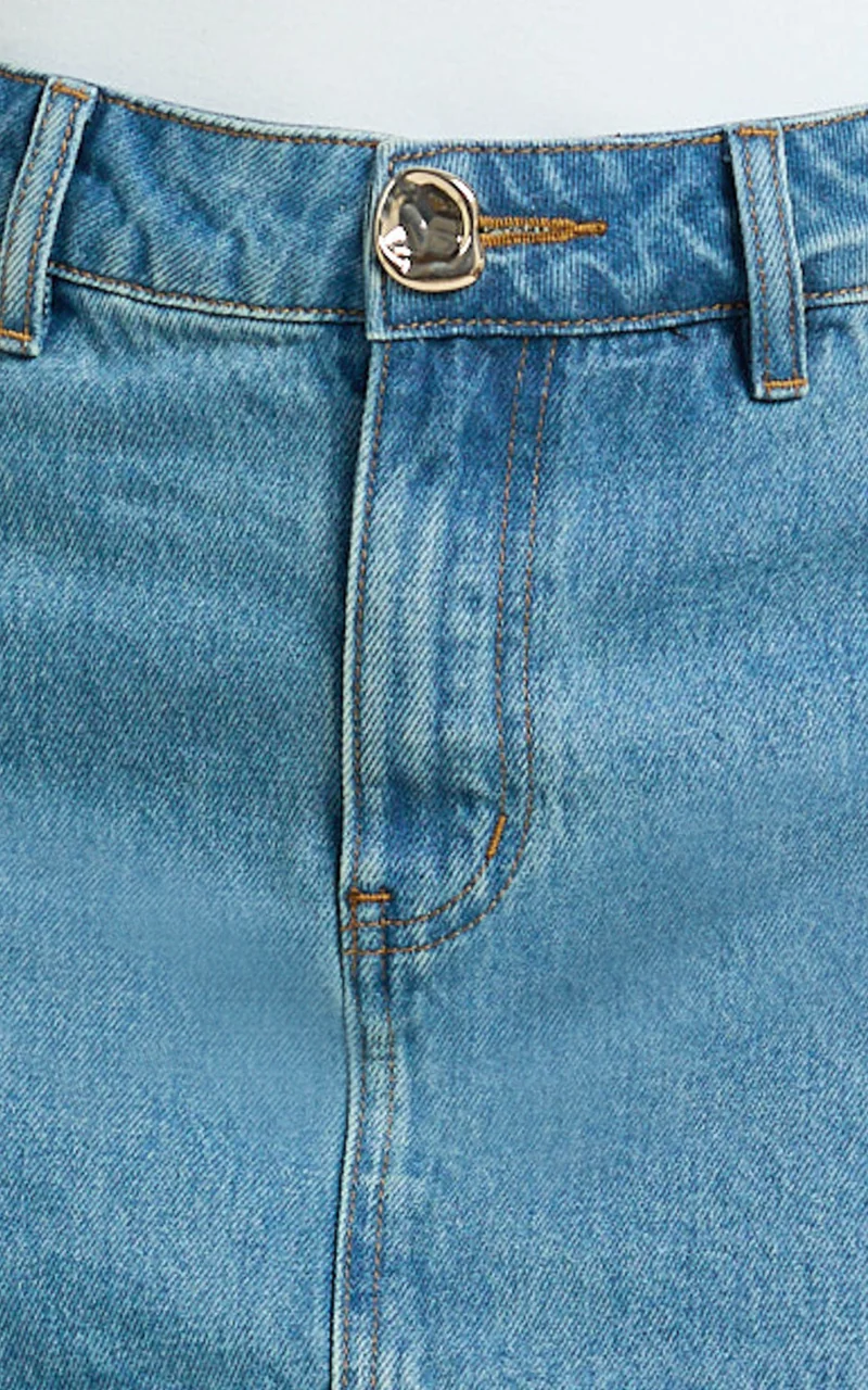 Fabia Skort - Denim Mid Rise Skort in Light Blue Wash