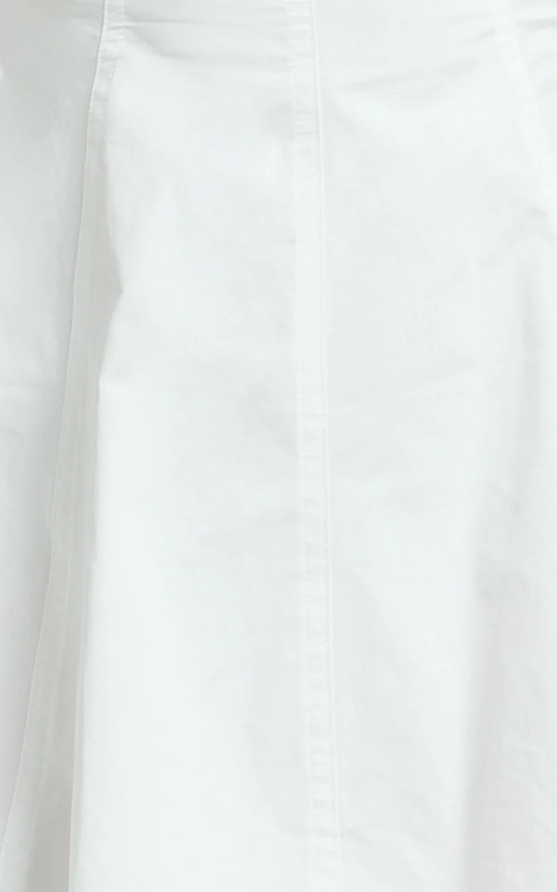 Dylan Mini Dress - High Boatneck Sleeved Fit And Flare Skirt Dress in White