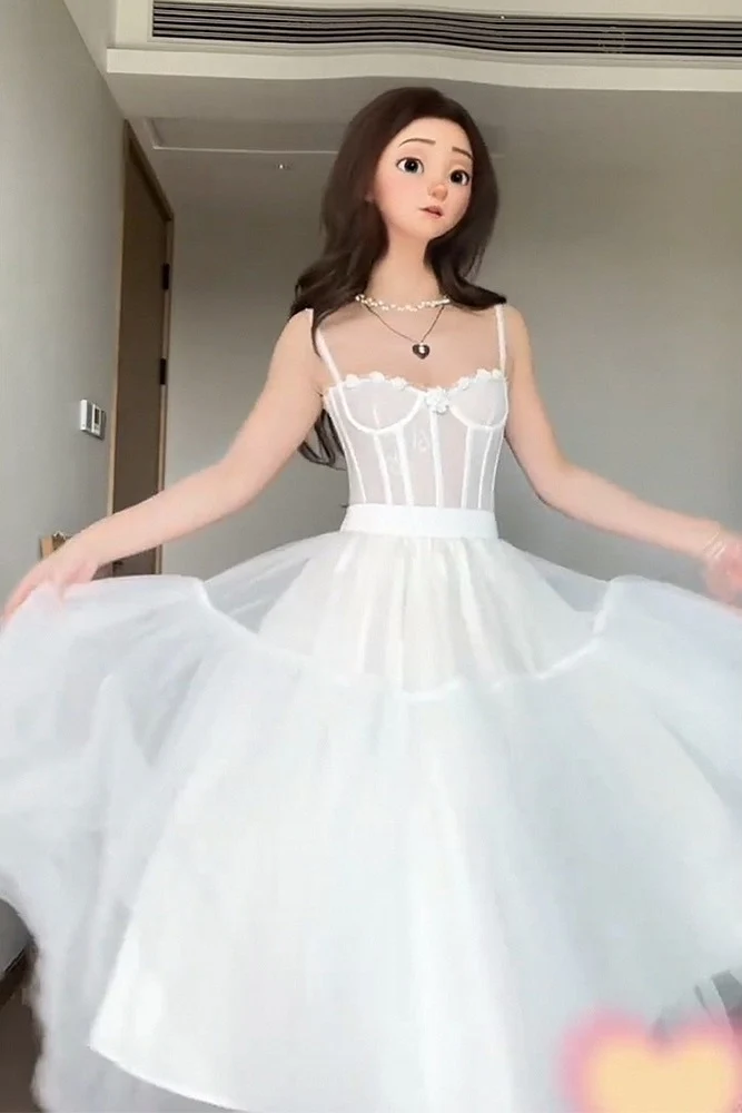 Robe de mariée corset courte princesse en tulle blanc