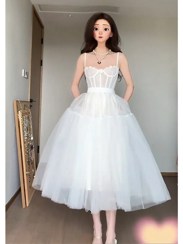 Robe de mariée corset courte princesse en tulle blanc