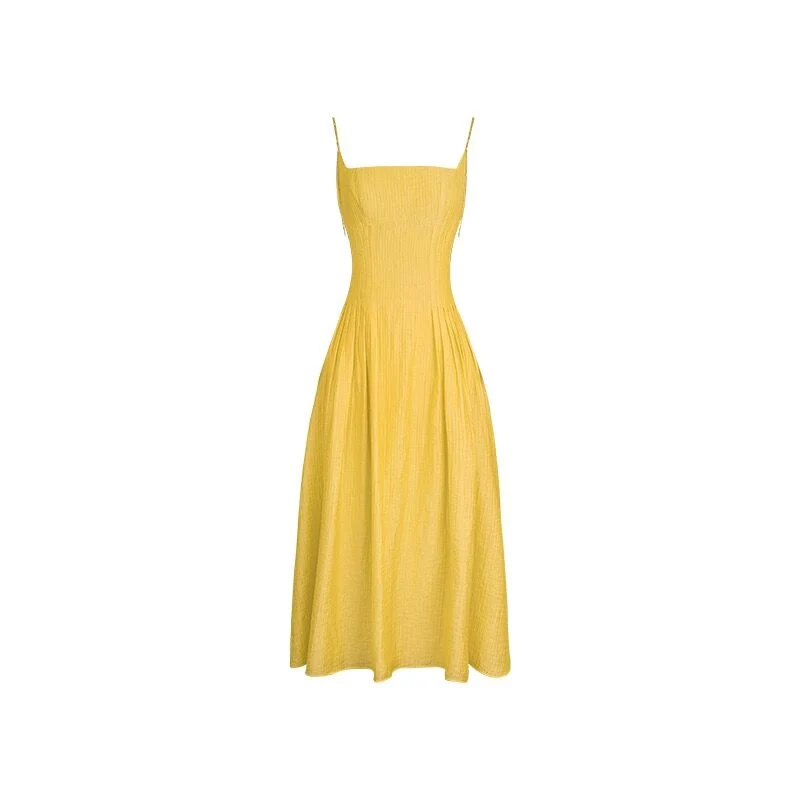 Robe midi d'été jaune