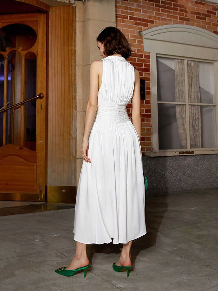 vintage Marilyn Monroe inspiré Halter Neck Robe en soie blanche