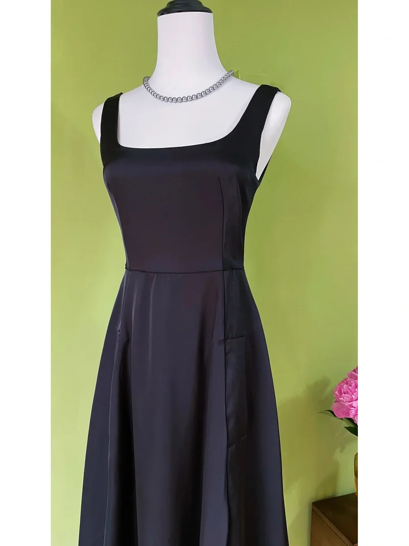 Audrey Hepburn Style Robe vintage noire des années 50 avec poches