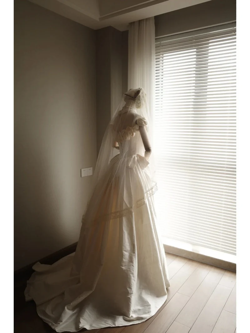 Robe de mariée sirène en soie à plis asymétriques classiques