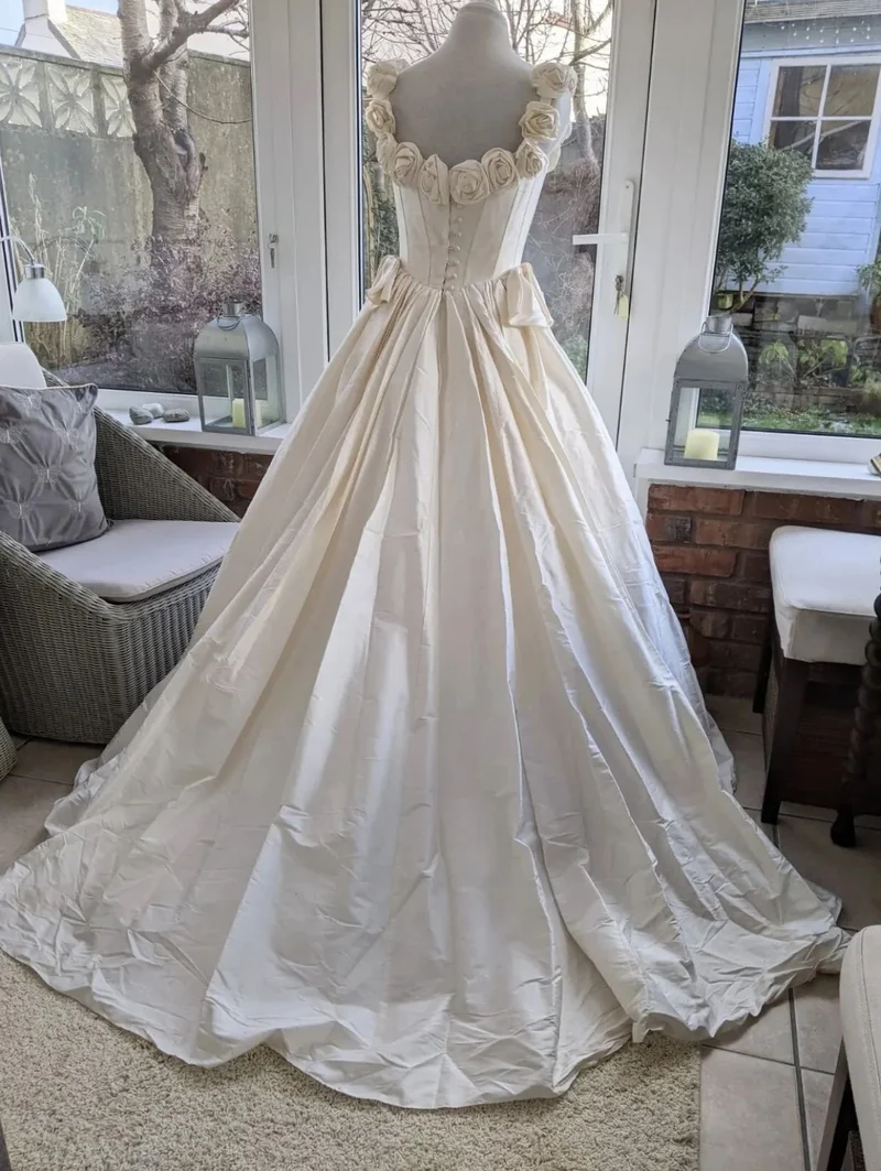 Robe de mariée en soie à fleurs roses, style vintage, robe de bal