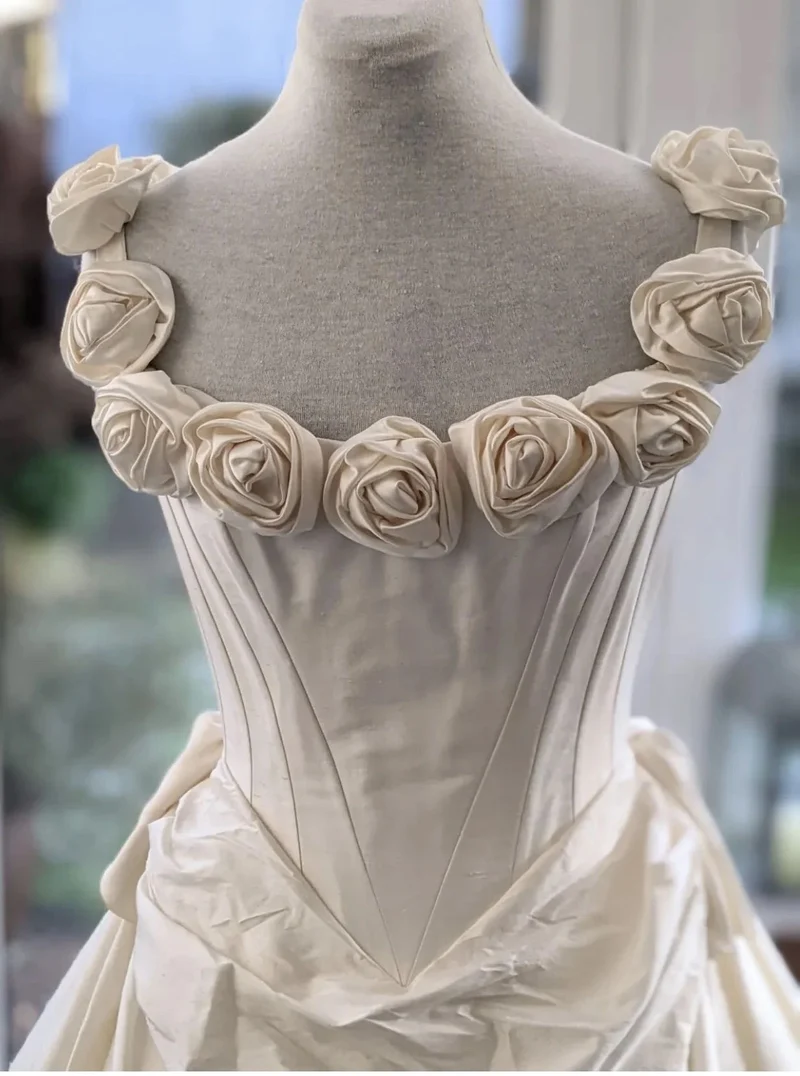 Robe de mariée en soie à fleurs roses, style vintage, robe de bal