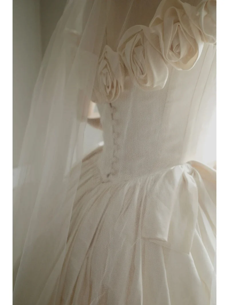 Robe de mariée en soie à fleurs roses, style vintage, robe de bal