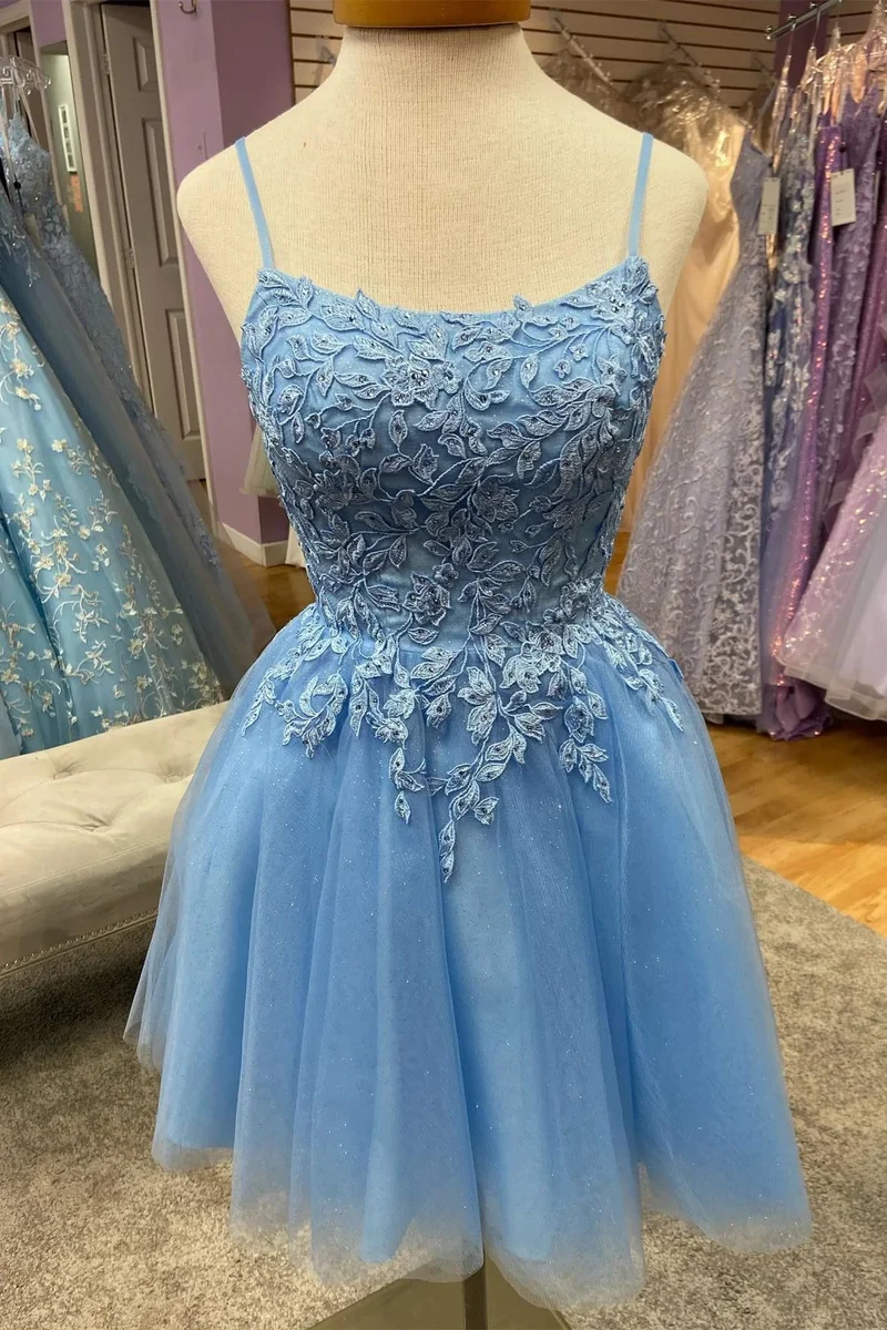 Robe de soirée en dentelle bleue pour juniors