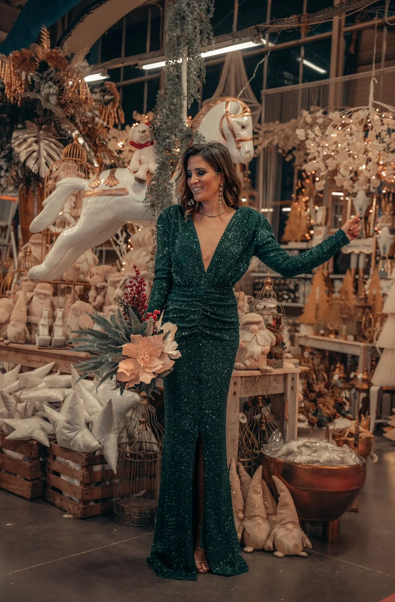 Robe Eva sequins verte