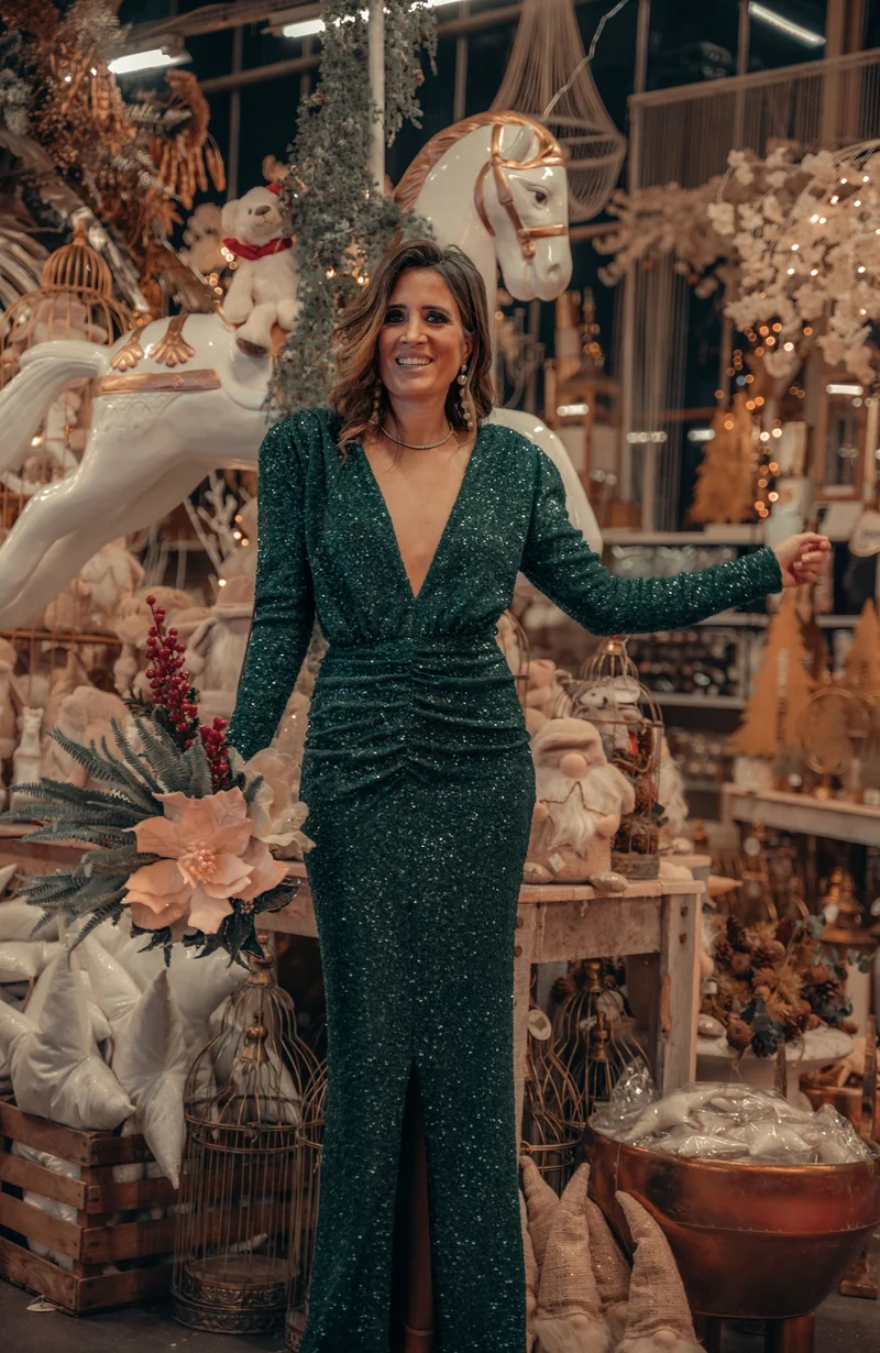 Robe Eva sequins verte